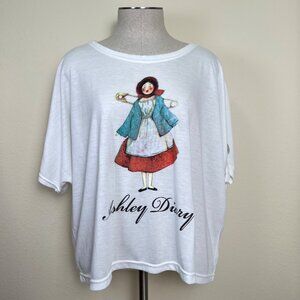 Ashley Diary White Oversized T-Shirt With Doll Graphic Design Size XL